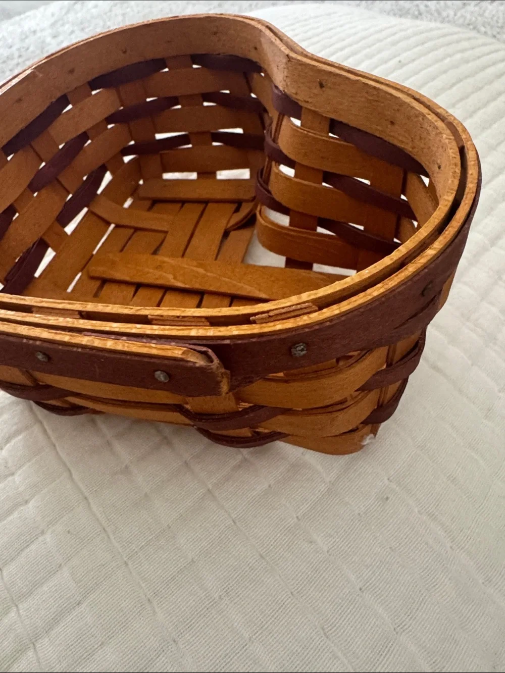 Longaberger 2000 Heart Basket Red Sweetheart Weave Handwoven Signed Basket Only